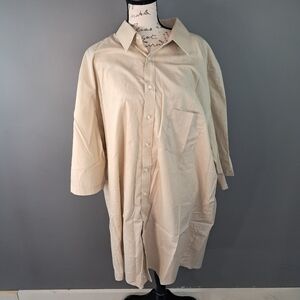 Stafford Tan Short Sleeve Xtra Tall Button Down Dress Shirt Size 19